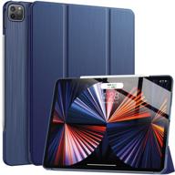 📱 soke new ipad pro 12.9 case 2021(5th generation) - slim trifold stand + apple pencil charging + smart auto wake/sleep, premium protective hard pc back cover for ipad pro 12.9 inch (navy blue) logo