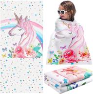 🌈 pastel rainbow unicorn beach towel - microfiber, quick-dry & sand-proof, 30 x 60 inches, ideal for travel, sports, swimming, spa - fancy style logo