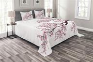 🌸 stunning dark brown sakura tree bedspread: ambesonne japanese 3 piece coverlet set with pillow shams – queen size logo