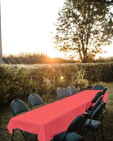 img 1 attached to 🌎 Earth's Natural Alternative: 100% Compostable Red Rectangle Tablecloths [2 Pack] - Ideal for Outdoor Parties and Birthdays