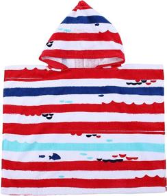 img 4 attached to PERYOUN Stripe Kids Baby Hooded Bath/Beach/Pool Towel - 100% Cotton