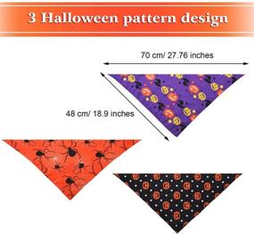 img 1 attached to 🎃 Halloween Pet Costume Accessories: 3-Piece Set of Pet Bandanas with Pumpkin, Spider, and Witch Hat Prints - Triangle Bandana Bibs for Decoration