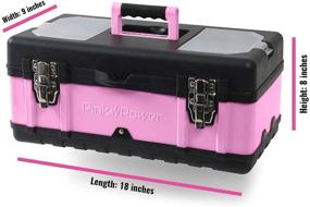 img 2 attached to 🔒 Pink Power Aluminum Tool Box: 18 Inch Portable Storage Solution with Locking Lid & Extra Compartments