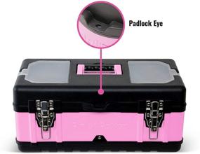 img 1 attached to 🔒 Pink Power Aluminum Tool Box: 18 Inch Portable Storage Solution with Locking Lid & Extra Compartments