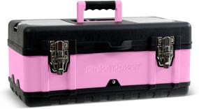img 4 attached to 🔒 Pink Power Aluminum Tool Box: 18 Inch Portable Storage Solution with Locking Lid & Extra Compartments