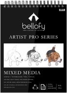 🎨 bellofy sketchbook mixed media 100 sheet - 9x12 in sketchpad - for watercolor, acrylic & ink sketch coloring art - ideal for artists & kids - 98 ib/160 gsm - artist pro notebook logo