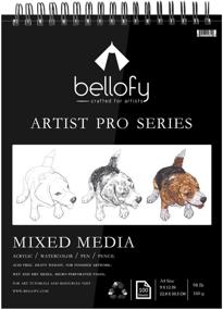 img 4 attached to 🎨 Bellofy Sketchbook Mixed Media 100 Sheet - 9x12 in Sketchpad - For Watercolor, Acrylic & Ink Sketch Coloring Art - Ideal for Artists & Kids - 98 Ib/160 GSM - Artist Pro Notebook