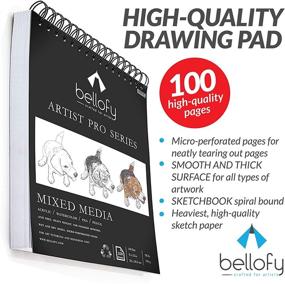img 3 attached to 🎨 Bellofy Sketchbook Mixed Media 100 Sheet - 9x12 in Sketchpad - For Watercolor, Acrylic & Ink Sketch Coloring Art - Ideal for Artists & Kids - 98 Ib/160 GSM - Artist Pro Notebook
