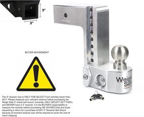 img 2 attached to 🔒 Weigh Safe WS10-3 Adjustable Aluminum Drop Hitch with 10-inch Length, 3-inch Shank, Includes 2-inch and 2-5/16-inch Stainless Steel Balls, Built-in Scale, and Double-pin Key Lock Assembly