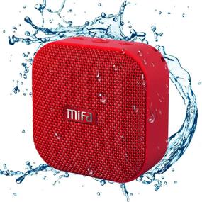 img 4 attached to 🔊 Red MIFA A1 True Wireless Stereo Speaker V4.2: Portable Bluetooth Speaker with IP56 Dustproof & Waterproof Fabric Design, 12-Hour Playtime, Enhanced Bass, Big HD Sound, Micro SD Card Slot, Built-in Mic