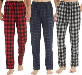 img 4 attached to Cozy Flannel Buffalo Bottoms: Men's Drawstring Trousers for Comfortable Sleep & Lounge