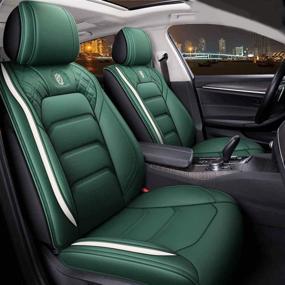 img 4 attached to YXQYOEOSO Comfortable Leather Auto Car Seat Covers 5 Seats Full Set Universal Fit (Green)