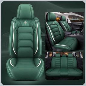 img 3 attached to YXQYOEOSO Comfortable Leather Auto Car Seat Covers 5 Seats Full Set Universal Fit (Green)
