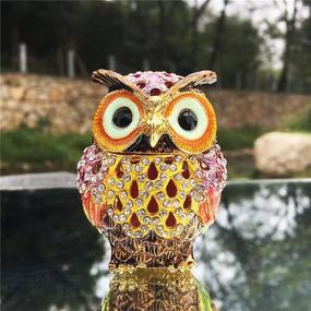 img 1 attached to 🦉 Hand-painted Figurine Collectible Ring Holder - Waltz & F Hollow Owl Trinket Box with Hinged Lid