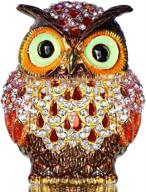 🦉 hand-painted figurine collectible ring holder - waltz & f hollow owl trinket box with hinged lid логотип
