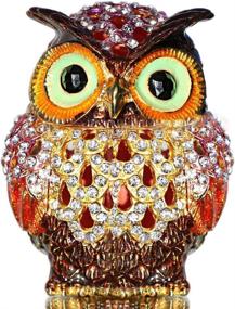 img 4 attached to 🦉 Hand-painted Figurine Collectible Ring Holder - Waltz & F Hollow Owl Trinket Box with Hinged Lid