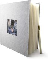 📷 bastex large diy photo picture album: grey fabric frame for scrapbooking, adventure books, and family albums with self-adhesive magnetic pages. 8x10 pages logo