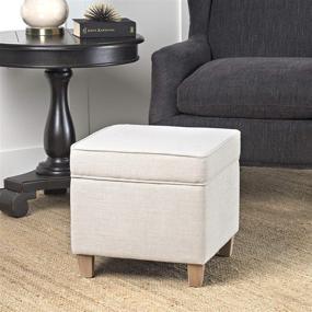 img 1 attached to 🏠 HomePop Cream Square Storage Ottoman - Lift Off Lid, Premium Quality