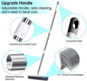 img 1 attached to 🧹 2-in-1 Rubber Broom with Squeegee: Pet Hair Removal, Carpet Rake, Long Handle Floor Brush – Perfect for Cleaning Carpets, Hardwood Floors, Tiles, and Windows