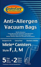 img 3 attached to 🌬️ EnviroCare Replacement Anti-Allergen Bags for Miele Canisters Style F J M - 5 Pack with 2 Filters, White: Improve Indoor Air Quality