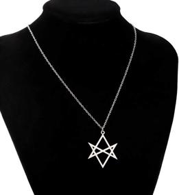 img 1 attached to CENWA Unicursal Hexagram Symbol Necklace: 🔯 Stylish Stainless Steel Jewelry for the Modern Individual