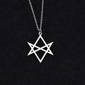 img 2 attached to CENWA Unicursal Hexagram Symbol Necklace: 🔯 Stylish Stainless Steel Jewelry for the Modern Individual