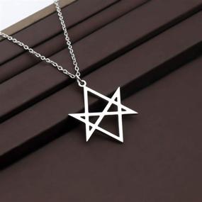 img 3 attached to CENWA Unicursal Hexagram Symbol Necklace: 🔯 Stylish Stainless Steel Jewelry for the Modern Individual