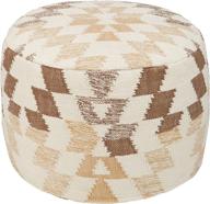 🔲 signature design by ashley abraham geometric cotton pouf - white & brown (14x14 inches) - stylish and versatile home décor accent логотип