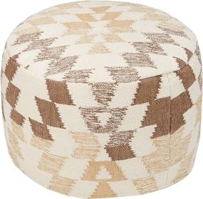 img 3 attached to 🔲 Signature Design by Ashley Abraham Geometric Cotton Pouf - White & Brown (14x14 Inches) - Stylish and Versatile Home Décor Accent