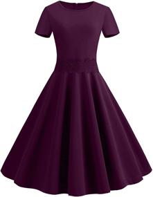 img 4 attached to 👗 Chuhefushi Women's Audrey Hepburn Rockabilly Vintage Dress: 1950s Retro Elegance for Cocktail Swing Parties