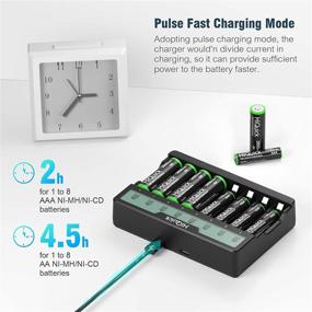 img 3 attached to HiQuick 8 Bay Rechargeable Batteries Charger with LCD Display, USB & Type C Input for Independent Fast Charging of Ni-MH Ni-CD AA AAA Batteries