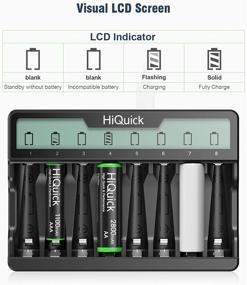 img 1 attached to HiQuick 8 Bay Rechargeable Batteries Charger with LCD Display, USB & Type C Input for Independent Fast Charging of Ni-MH Ni-CD AA AAA Batteries