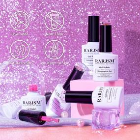 img 2 attached to 💅 Holographic Gel Nail Polish Set: 6PCS 7.5ML Summer Colors Glitter Kit for Salon & Home Manicure - Rose Gold, Hot Pink, Red, Violet, Bright Purple - Unicorn Mirror Laser Effect - Curing Required