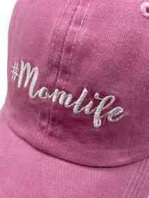 img 3 attached to 🧢 Vintage Washed Distressed Twill Plain Hat for Women with Messy Bun Ponytail - MANMESH HATT Mom Life Baseball Cap