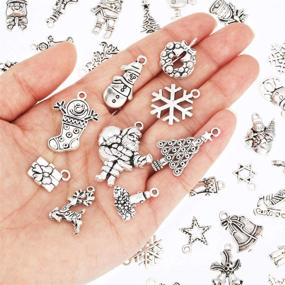 img 1 attached to 🎄 100 Pieces Christmas Charms Antique Silver Pendants for DIY Jewelry Necklace Bracelet