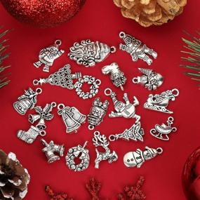 img 3 attached to 🎄 100 Pieces Christmas Charms Antique Silver Pendants for DIY Jewelry Necklace Bracelet