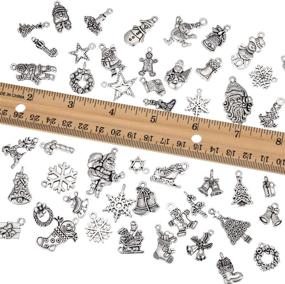 img 2 attached to 🎄 100 Pieces Christmas Charms Antique Silver Pendants for DIY Jewelry Necklace Bracelet