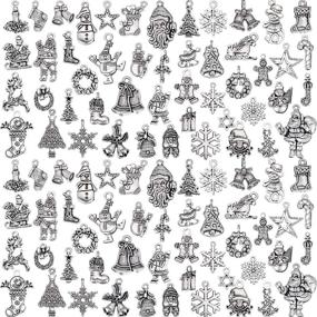 img 4 attached to 🎄 100 Pieces Christmas Charms Antique Silver Pendants for DIY Jewelry Necklace Bracelet