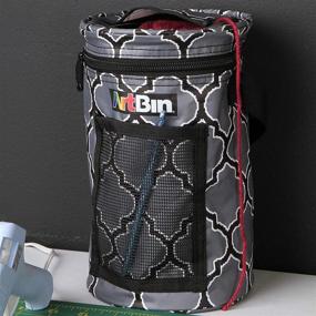 img 1 attached to 👜 ArtBin Mini Yarn Drum, Переносное хранение для вязания и вязания, поли канвас сумка, серая печать, серый