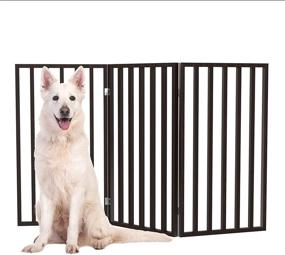 img 4 attached to 🐶 PETMAKER Pet Gate Collection: Versatile Indoor Dog Fence - Freestanding, Folding, Accordion-Style Wooden Dog Gate for Doorways, Stairs, or House