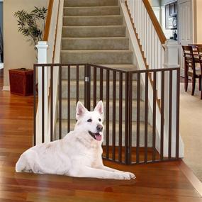 img 3 attached to 🐶 PETMAKER Pet Gate Collection: Versatile Indoor Dog Fence - Freestanding, Folding, Accordion-Style Wooden Dog Gate for Doorways, Stairs, or House