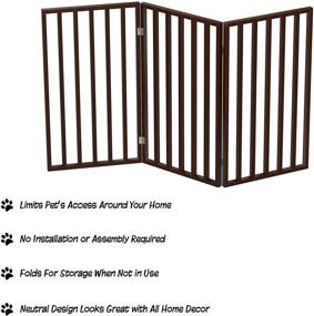 img 1 attached to 🐶 PETMAKER Pet Gate Collection: Versatile Indoor Dog Fence - Freestanding, Folding, Accordion-Style Wooden Dog Gate for Doorways, Stairs, or House