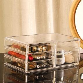 img 1 attached to 💄 Cq Acrylic Clear Makeup Organizer and Storage Box - Stackable, X-Large, Waterproof and Dustproof, Skin Care Cosmetic Display Case with 10 Drawers for Organizing Beauty and Skincare Products - Set of 3