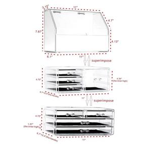 img 3 attached to 💄 Cq Acrylic Clear Makeup Organizer and Storage Box - Stackable, X-Large, Waterproof and Dustproof, Skin Care Cosmetic Display Case with 10 Drawers for Organizing Beauty and Skincare Products - Set of 3