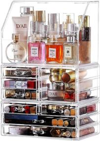 img 4 attached to 💄 Cq Acrylic Clear Makeup Organizer and Storage Box - Stackable, X-Large, Waterproof and Dustproof, Skin Care Cosmetic Display Case with 10 Drawers for Organizing Beauty and Skincare Products - Set of 3