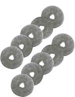 threadnanny brand - 10 blades 45mm straight replacement rotary cutter blades for olfa, fiskars, clover and more - ideal for quilting, scrap booking, leather, vinyl, and more logo