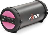 🔊 axess spbt1041 pink portable thunder sonic bluetooth cylinder speaker with fm radio, sd card, usb, aux inputs logo