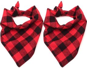 img 4 attached to 🐾 Malier 2-Pack Dog Bandana Christmas Classic Plaid: Cute Pet Costume Accessories for Dogs Cats