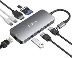 img 4 attached to 🔌 Versatile USB C Adapter for MacBook Pro/Air - MOKiN 9-in-1 Hub with HDMI, Ethernet, USB 3.0, PD Charging, SD/TF Card Reader