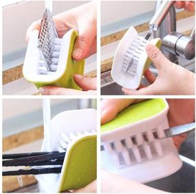 img 2 attached to Efficient Blade Brush: All-in-One Knife, Chopsticks, Fork & Cutlery Cleaner Utensil Bristle Scrubber with Double Sided Spoon & Knives Washing Brush